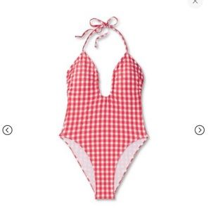 NWT Wild Fable sz 12/14 gingham checkered one piece halter bathing suit